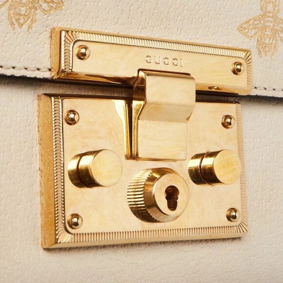 Gucci White Leather Star/Bee Small Padlock Crossbody Bag - Picture 6 of 11
